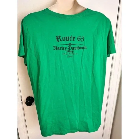 Harley Davidson Green T-shirt Route 65 moto Indianola Iowa Size 3x #0579 - Picture 2 of 5